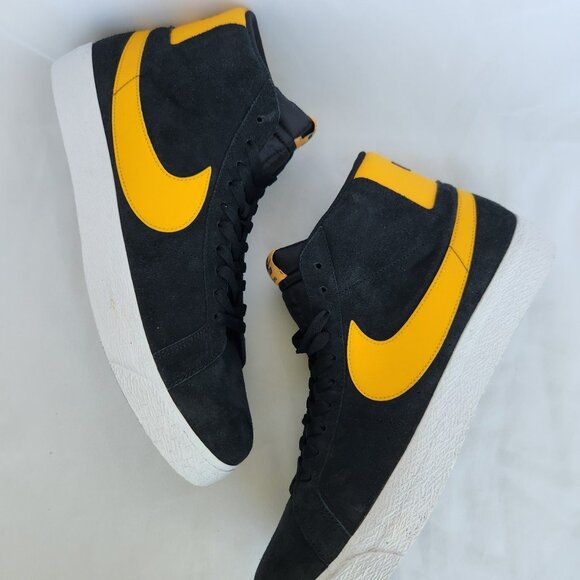 SIZE 15 MEN\'S NIKE SB ZOOM BLAZER MID BLACK YELLOW 864349-009 main image 4